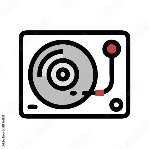 Turntable Icon Representing Vinyl Record Player for Classic Music Playback and Audio Entertainment