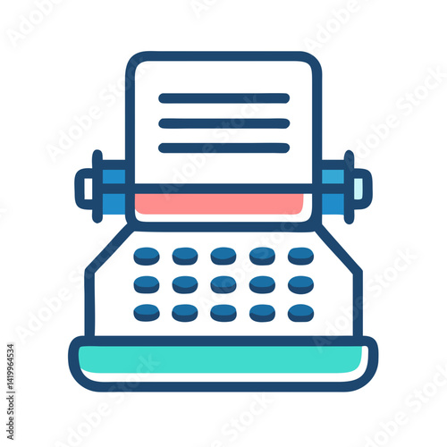 Typewriter Icon Representing Writing or Literature and Vintage Text Creation