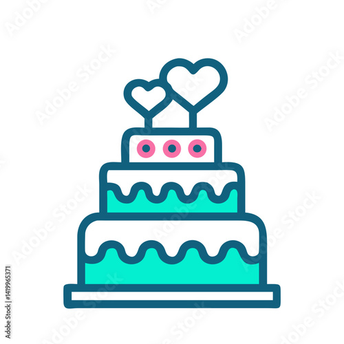 Wedding Cake Icon Representing Marriage Celebration and Reception Dessert