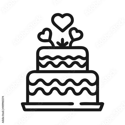 Wedding Cake Icon Representing Marriage Celebration and Reception Dessert