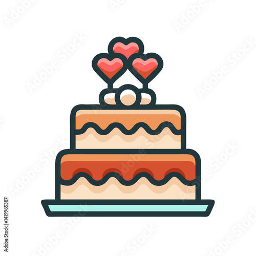 Wedding Cake Icon Representing Marriage Celebration and Reception Dessert