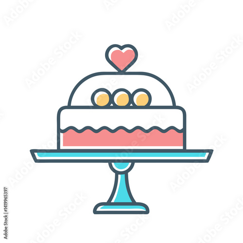 Wedding Cake Stand Icon Representing Reception Dessert Display and Celebration