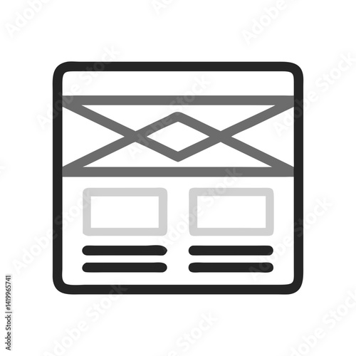 Wireframe Layout Icon Representing UX Mockup Design for User Interface Prototyping