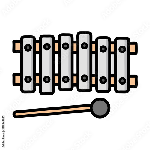 Xylophone Icon Representing Percussion Melody Instrument for Music and Rhythm