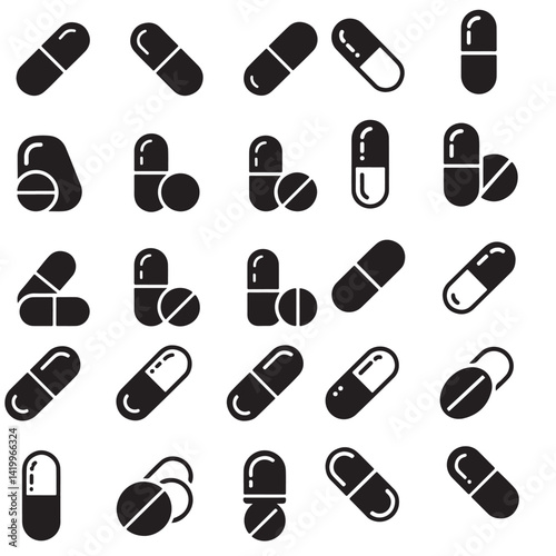 medicine and pills vector silhouettes 