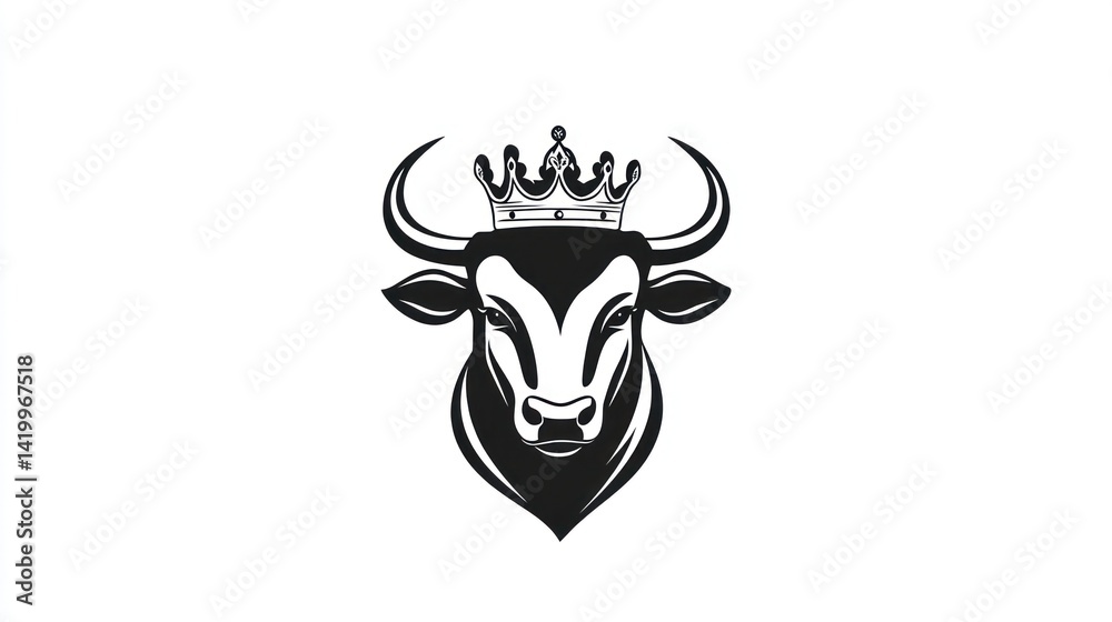 Fototapeta premium Bull Head with Crown, Graphic Design (1)