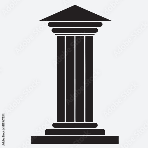 pillar silhouette vector art illustration, classic column isolated on white