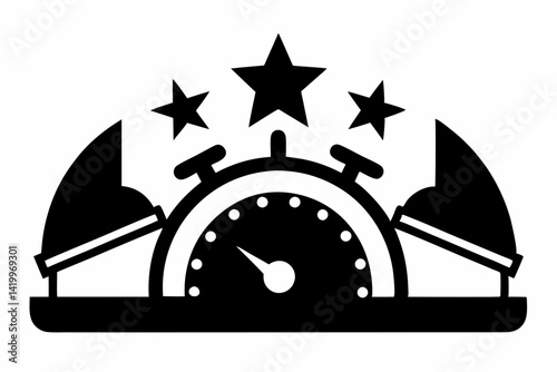 labour day,  day labour, happy labour day wish,  isolated Assets, isolated, clip art, Stopwatch with stars and serving cloches in black 