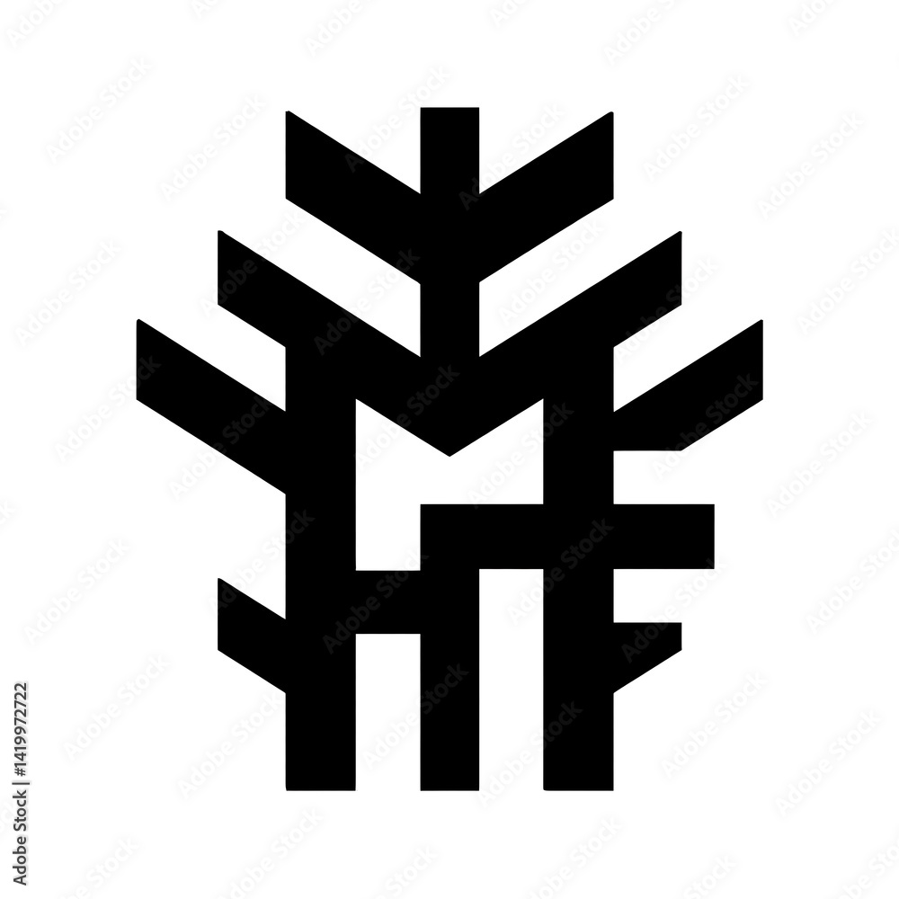 Obraz premium Abstract Geometric Symbol Intertwined Lines and Sharp Angles Visual Creation Art Piece Design.