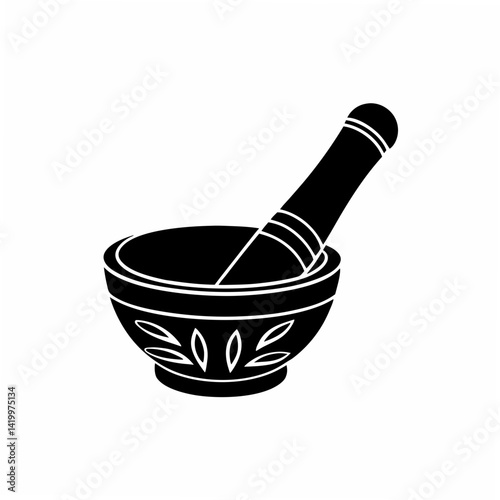 creative Silhouette Mortar and Pestle Icon Vector Illustration 