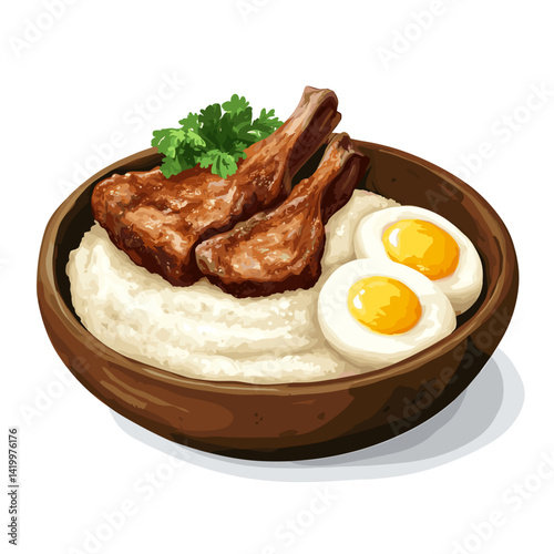 Southern Hog Jowl, Grits & Eggs Country Breakfast