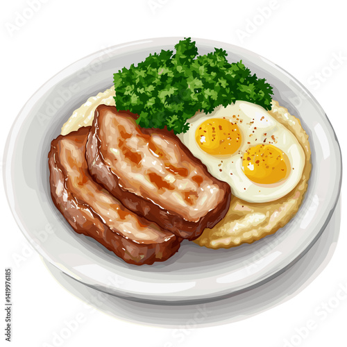 Southern Hog Jowl, Grits & Eggs Country Breakfast