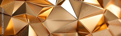 Golden Geometric Abstract: Shimmering Triangles in Luxurious Design