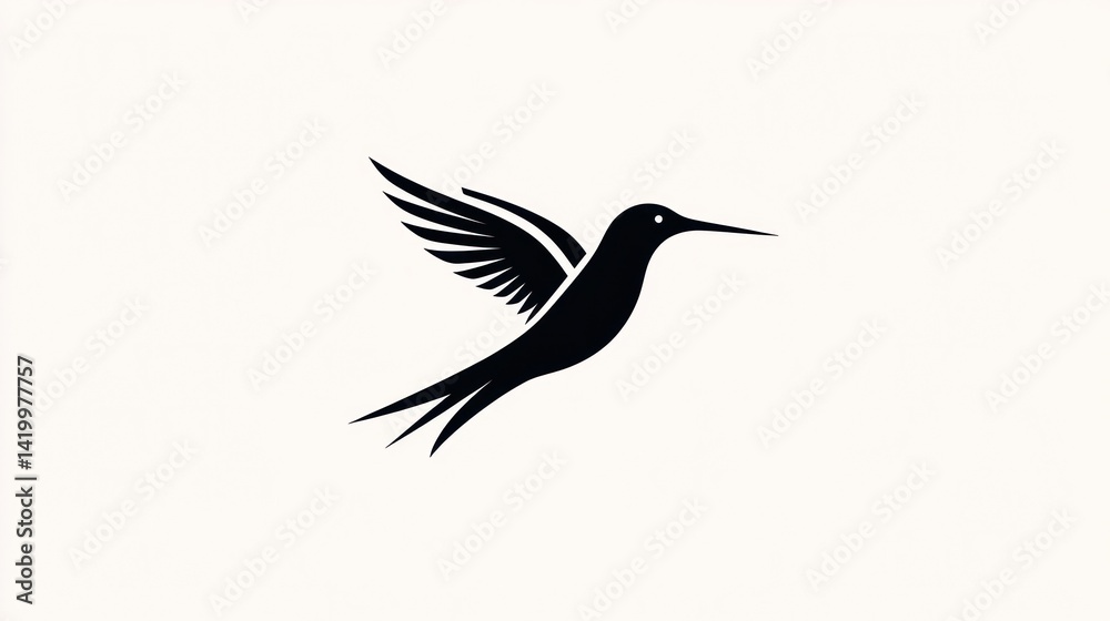 Fototapeta premium Hummingbird in Flight Against White