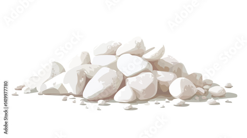 Studio close-up of a small pile of off-white, irregularly shaped stones against a pure white background. The stones show a variety of textures, from smooth, rounded surfaces to angular ones.