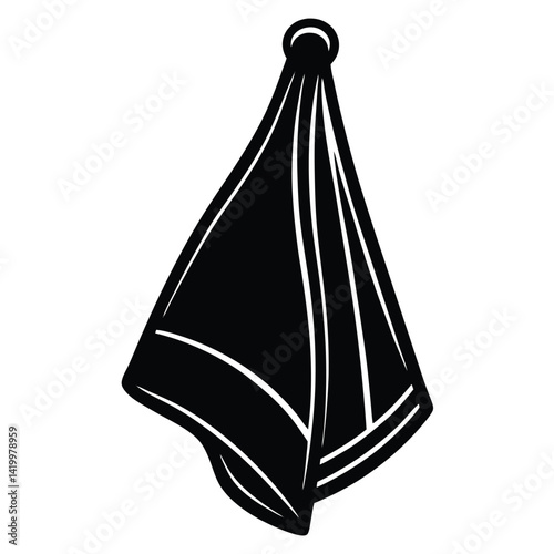 Isolated Black Vector dish towel WIith White Background