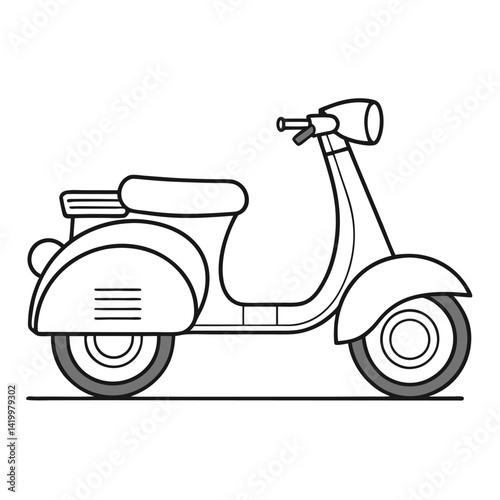 scooter motorcycle. Icon silhouette black and white on white background