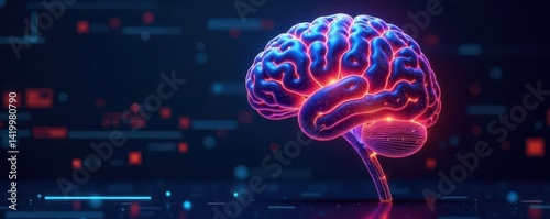 Digital brain, neural network, cybersecurity defense , cyber attack, AI