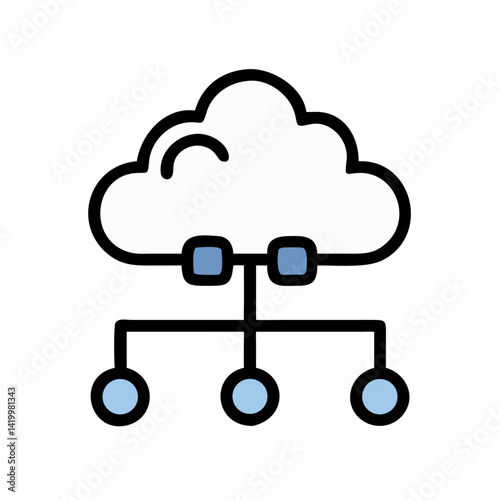 abstract digital web cloud SaaS Icon – Data Node Line Art. Digital Infrastructure Business Hosting System
