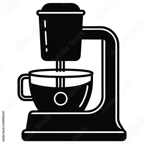 Isolated Black Vector food processor WIith White Background