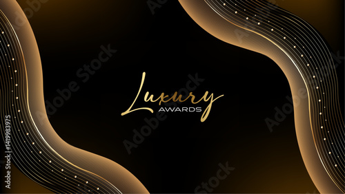 Black and Gold Premium Background. Innovative Flyer Premium Luxury Template. Cool Concept Design. Glorious Celebratory Template for Movie and Show. Luxurious Wedding Design. Gala Night.
