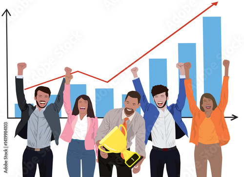 Business team celebrating success and growth