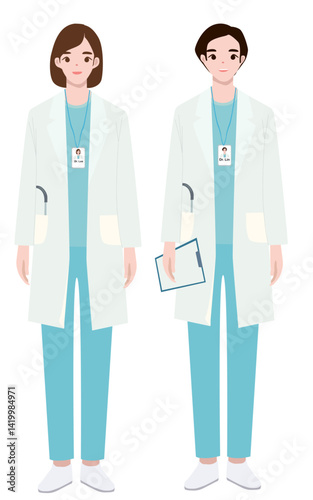 164.男女醫生插畫素材