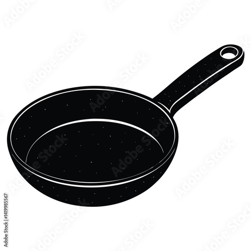 Isolated Black Vector frying pan WIith White Background