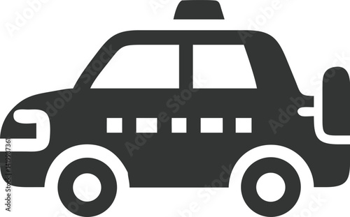 Gray Taxi Vehicle Icon on Transparent Background Simple Icon Design