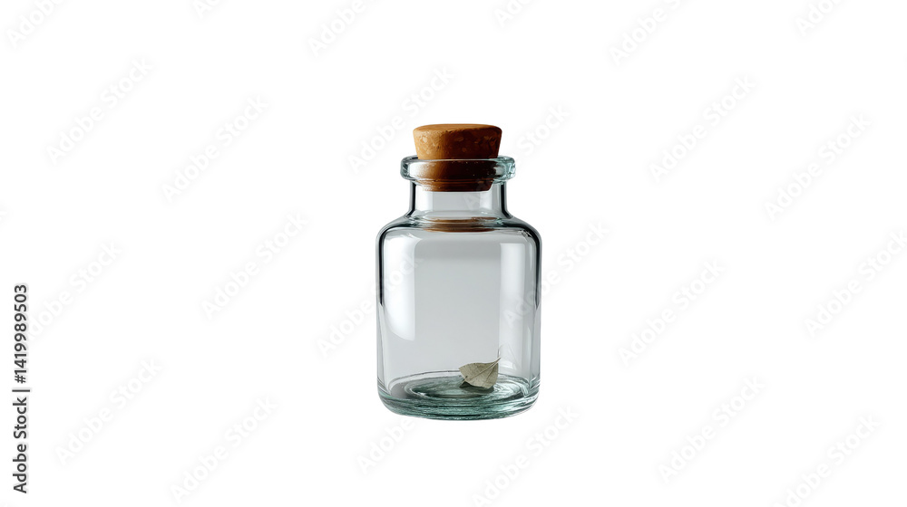 Glass Vial of Secrets: A meticulously captured, high-angle shot of a classic, transparent glass vial, sealed with a natural cork stopper, housing a singular, cryptic element. Glass Vial of Secrets: A meticulously captured, high-angle shot of a classic, transparent glass vial, sealed with a natural cork stopper, housing a singular, cryptic element.
