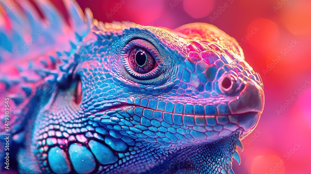 Vibrant close-up of a brightly colored lizard.