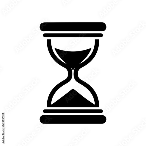 A sleek black and white hourglass icon, representing the passage of time and deadlines in a clean style.