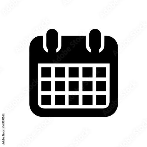 A minimalist black and white calendar icon, suitable for various design projects.