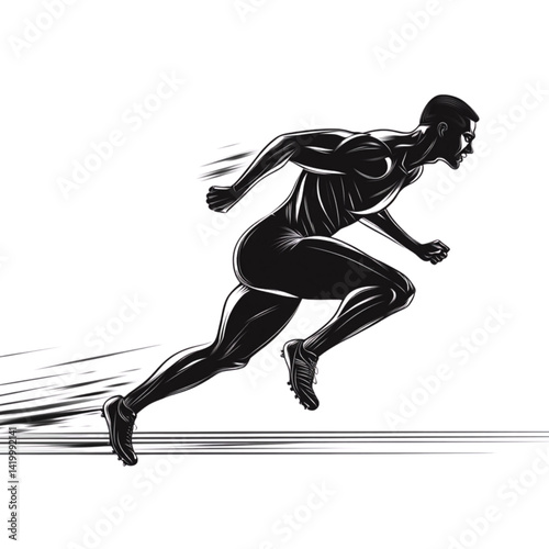 Silhouette Of A Runner In High Speed Vector