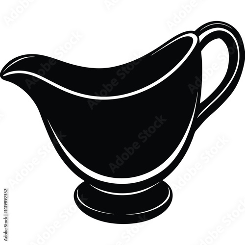 Isolated Black Vector gravy boat WIith White Background