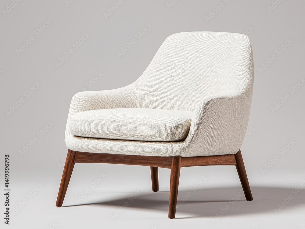 Fototapeta premium An exquisite lounge chair covered in ecofriendly wool and framed with reclaimed mahogany