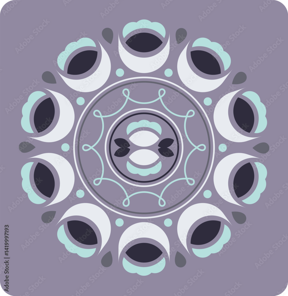 mandala vectoriel aux couleurs modifiables. illustration, broderie, dentelle, florale, motif, Bretagne, tradition, géométrique, modifiable, 