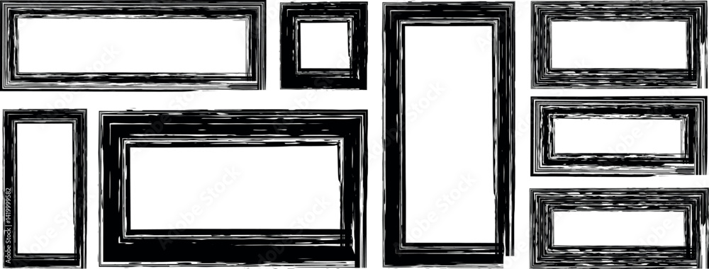Set of grunge square frames. Dirty grunge design frames. Grunge frames for photo collage, Design elements for banner, poster, flyer, invitation, card, social networks, blog posts.