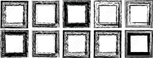 Set of grunge square frames. Dirty grunge design frames. Grunge frames for photo collage, Design elements for banner, poster, flyer, invitation, card, social networks, blog posts.