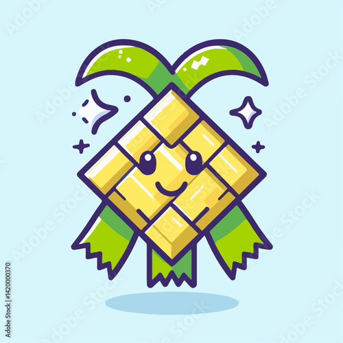 funny ketupat vector illustration