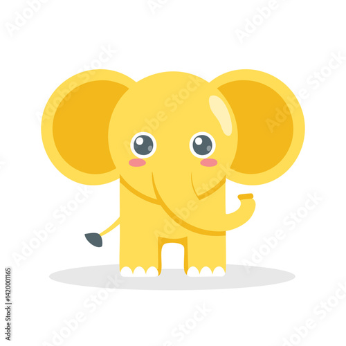 Vector Illustration of a Elephant , Cute Animal Joyful yellow colored Character.