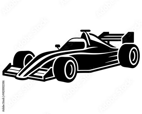Racing Car vector silhouette illustration isolated on white background