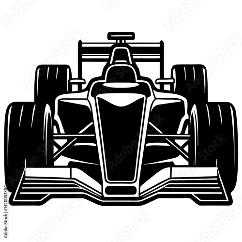 Racing Car vector silhouette illustration isolated on white background