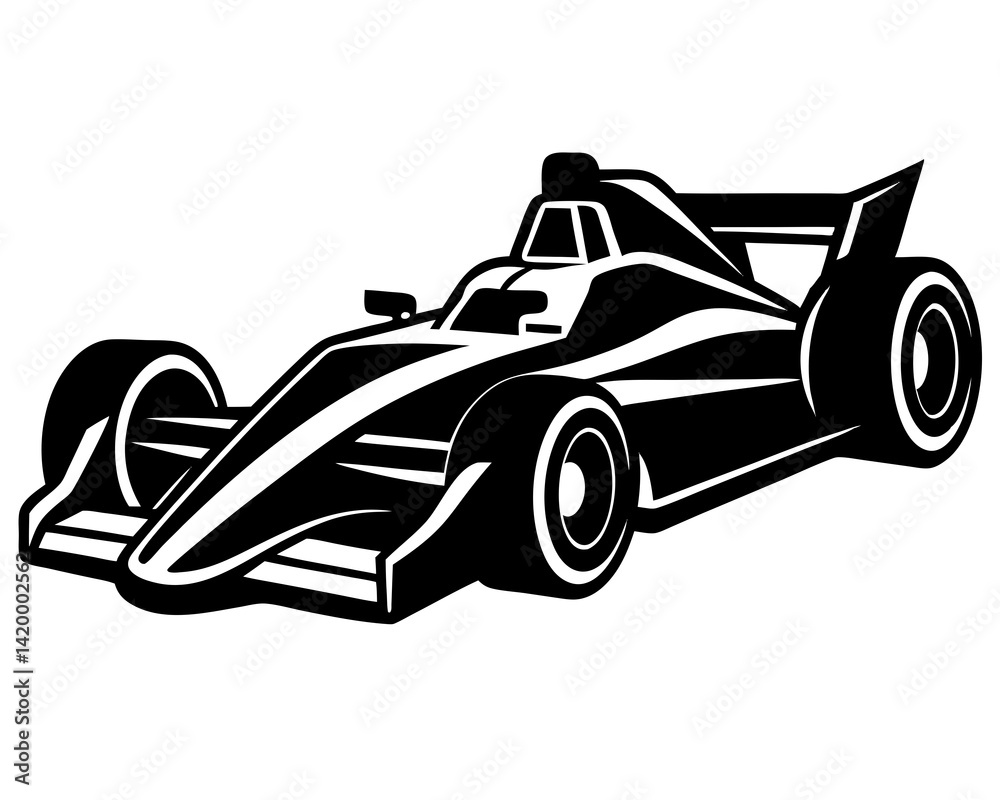 Obraz premium Racing Car vector silhouette illustration isolated on white background