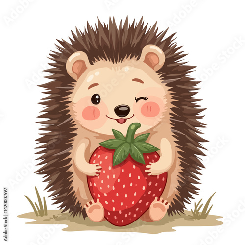 Cute hedgehog funny vector white background
