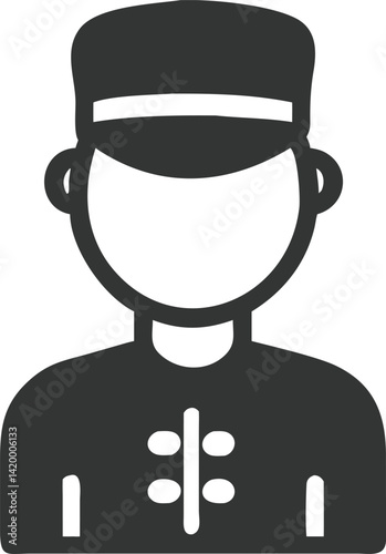 Valet Icon with Hat and Uniform Details on Transparent Background