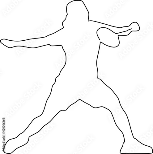 Badminton Player Outline