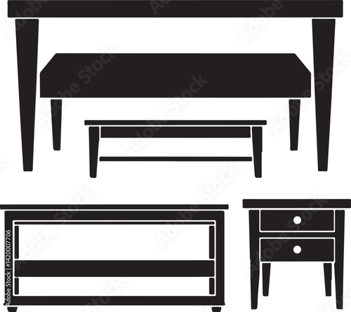 the set of furniture items silhouette victor design isolated on the white background.