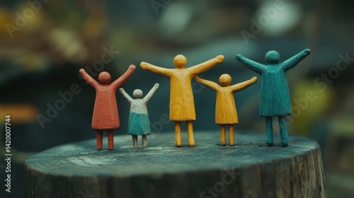 systemic board, family therapy, concept, psychotherapy wooden figures, people, team, family Constellation, posing