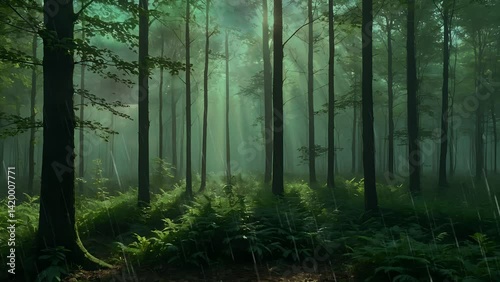 misty morning in the forest